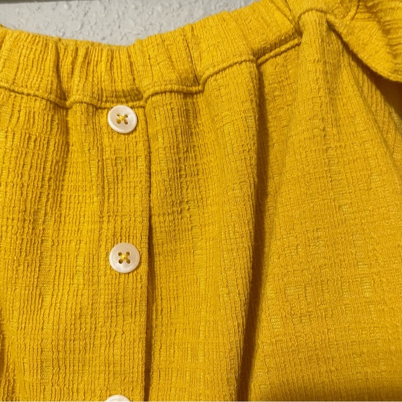 Madewell Texture & Thread Yellow Flutter Sleeve Button Front Blouse M - Picture 5 of 11